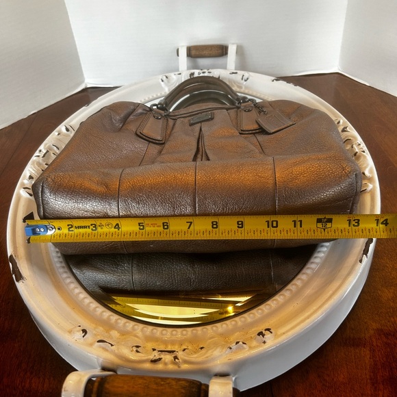 Authentic Coach Kristin Leather Top Zip Metallic Bronze Tote Bag NO STRAP - Picture 4 of 11